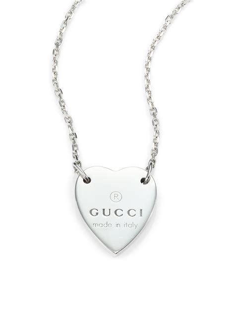 silver gucci heart necklace|gucci necklace with heart pendant.